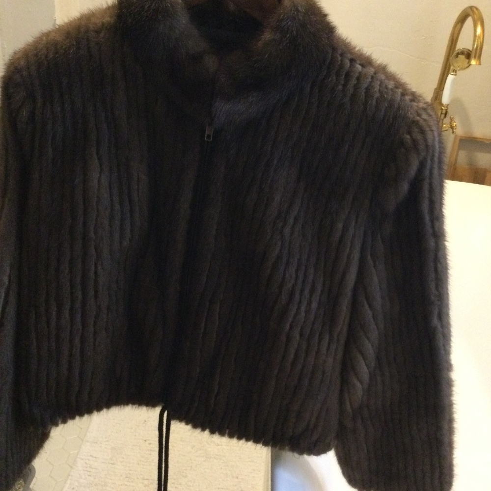 Saga Brown Mink Jacket (Large) and Mink Headband